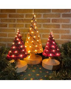 Kerstboompjes set van 3 (25cm, 25cm en 40cm) met batterij LED-verlichting