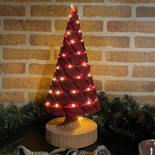 Kerstboompje 40 cm rood met USB LED-verlichting
