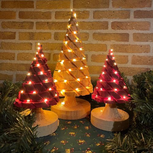 Kerstboompjes set van 3 (25cm, 25cm en 40cm) met batterij LED-verlichting